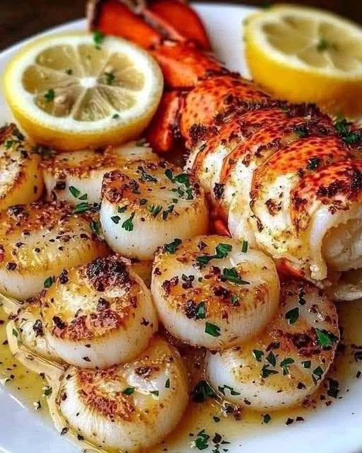 Succulent Garlic Butter Lobster & Scallops with Herbs