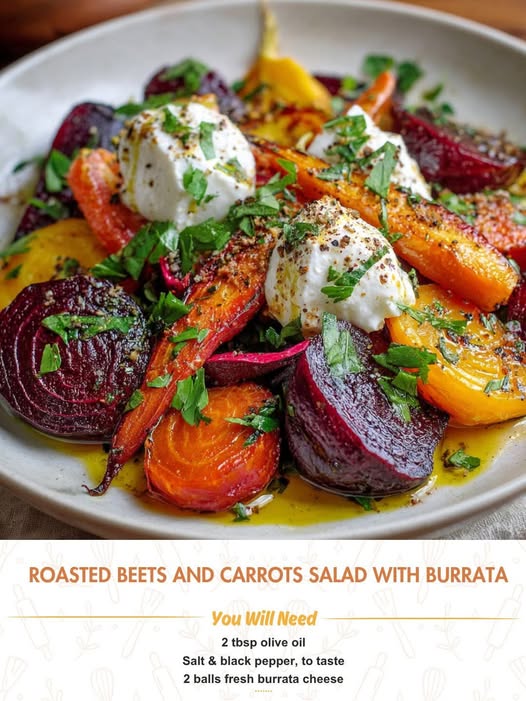Roasted Beets and Carrots Salad with Burrata