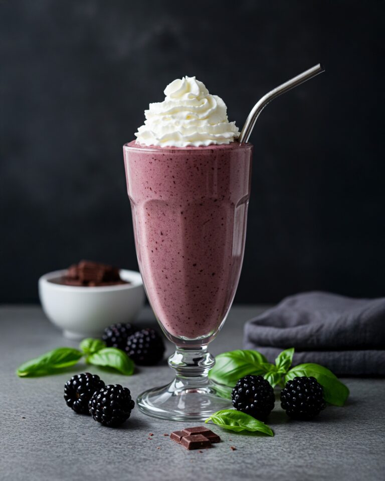 Chocolate Blackberry Basil Bliss Smoothie! 🍫🌿 Juicy berries