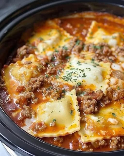Crockpot Ravioli Lasagna