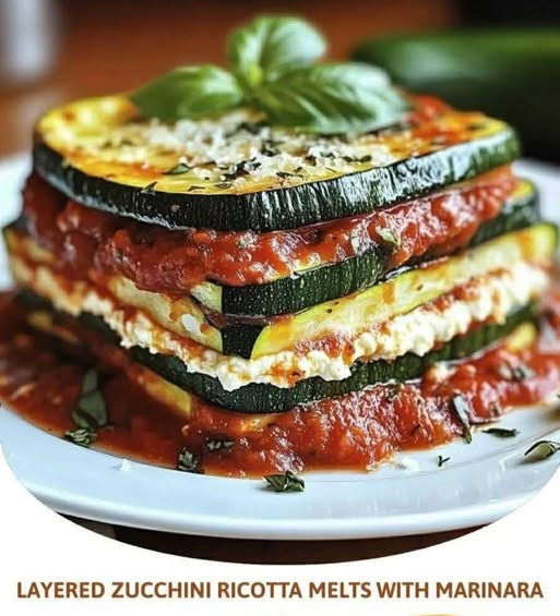 Layered Zucchini Ricotta Melts with Marinara