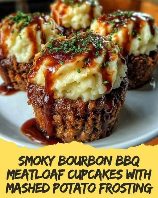 Smoky Bourbon BBQ Meatloaf Cupcakes with Mashed Potato Frosting