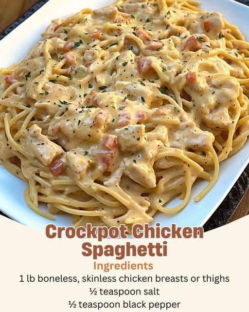 Crockpot Chicken Spaghetti