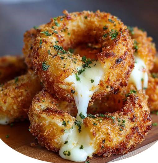 Mediterranean Cheesy Stuffed Mozzarella Onion Rings