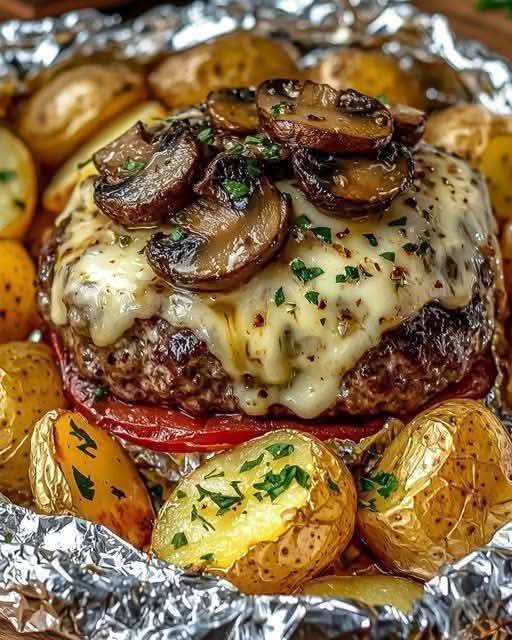 Mushroom & Swiss Burger Foil Packets