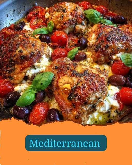 One-Pan Mediterranean Cottage Cheese Chicken with Olives & Tomatoes