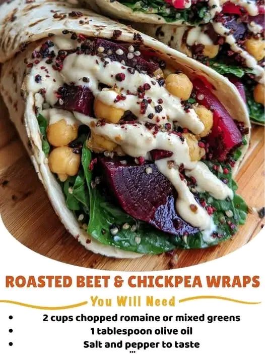 Mediterranean Roasted Beet & Chickpea Wraps
