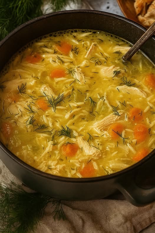 Homemade Chicken Orzo Soup with Dill
