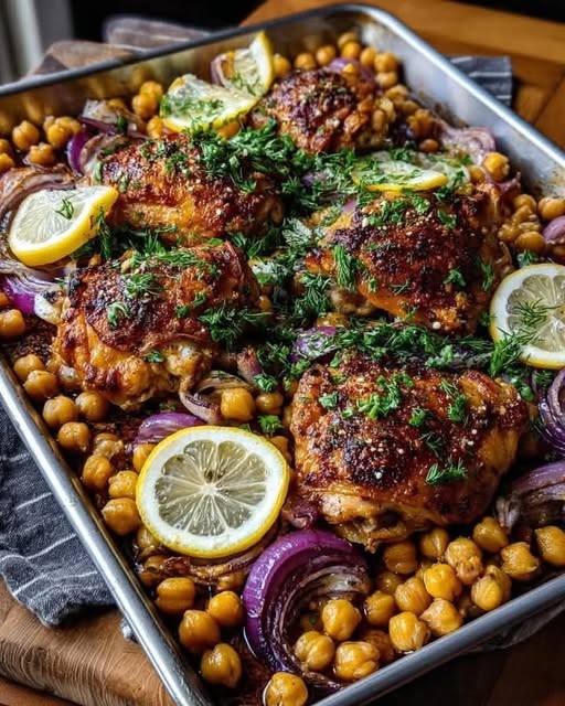 Sheet-Pan Lemon Chicken with Chickpeas & Herbs