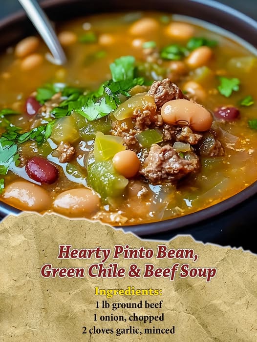Hearty Pinto Bean, Green Chile & Beef Soup