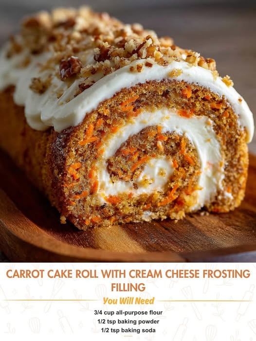 Carrot Cake Roll with Cream Cheese Frosting Filling
