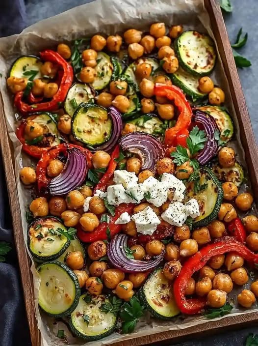 Sheet-Pan Zucchini & Chickpea Bake with Feta