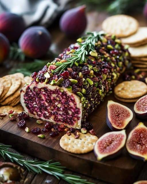 Cranberry Pistachio Fig Cheese Log