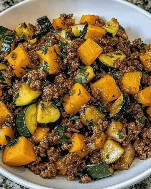 Ground Beef, Zucchini & Butternut Skillet