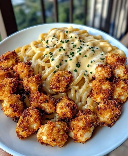 Crispy Chicken Alfredo Pasta