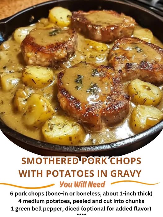 Smothered Pork Chops with Potatoes in Gravy