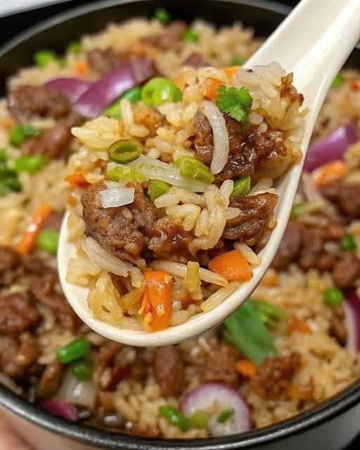 Onion Beef Fried Rice