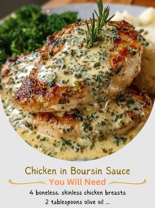 Chicken in Boursin Sauce with Garlic and Fine Herbs