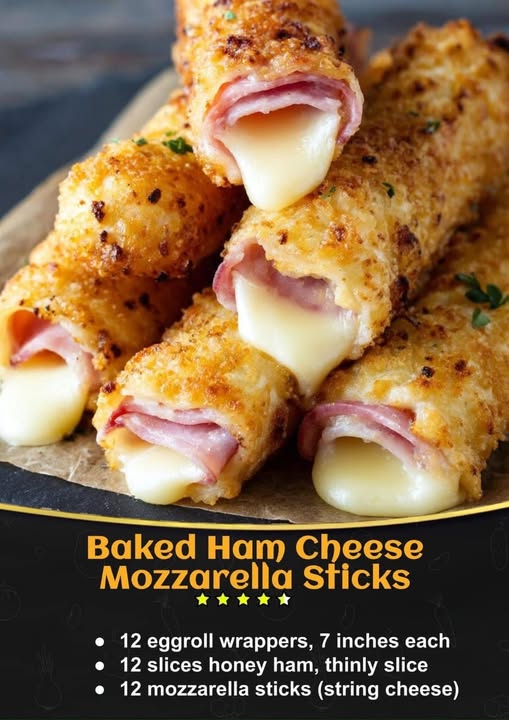 Baked Ham & Cheese Mozzarella Sticks