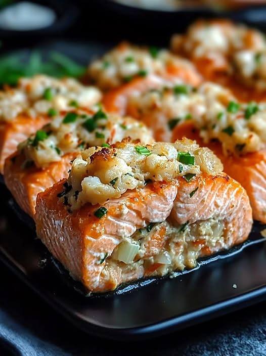 Crab and Shrimp Stuffed Salmon