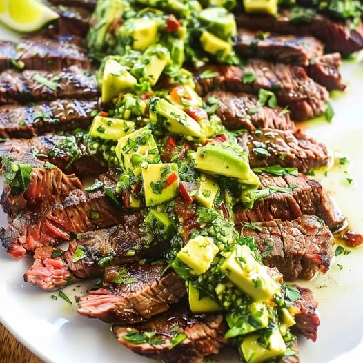 Skirt Steak with Avocado Chimichurri