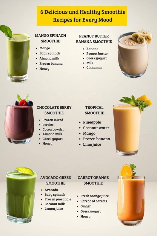 Six delicious smoothies