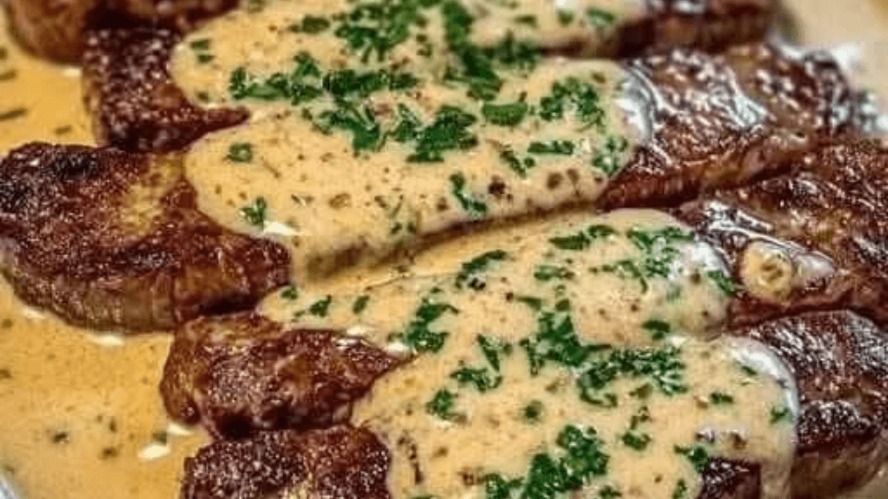 Juicy Steak with Creamy Garlic Sauce Recipe